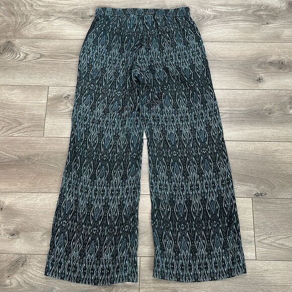 Joie Pallazo Silk Mid Rise Wide Leg Blue And Black Print Pants Size Small - Picture 4 of 11